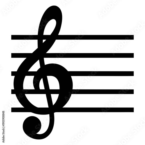 A minimalist treble clef music symbol illustration on a staff