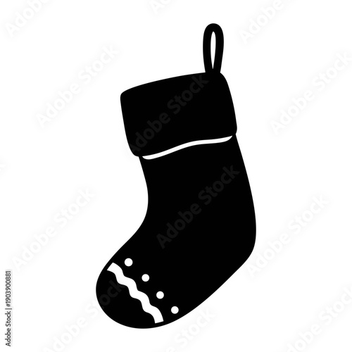 A minimalist Christmas stocking icon in silhouette mode