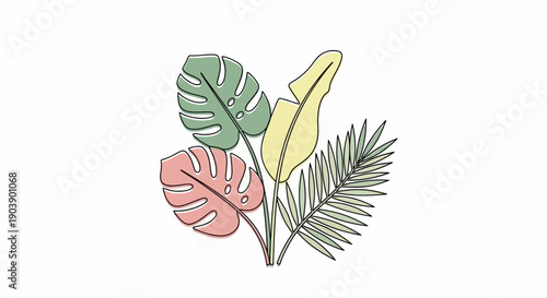 Colorful leaves on a stem.