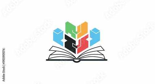 Colorful puzzle pieces from book.