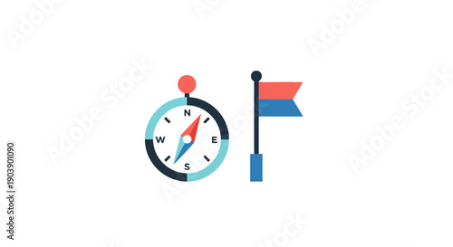 Compass and flag navigation tools.
