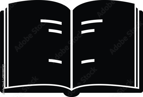 Open book icon used to represent reading, education, knowledge, textbook and literature