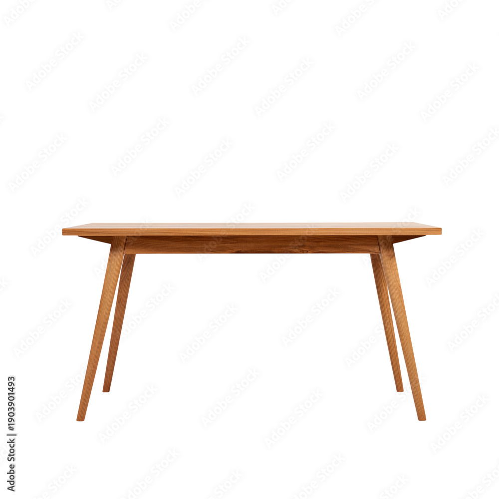 Fototapeta premium Wood Table With Four Legs Positioned in a Simple Setup for Dining or Work in a Minimal Space