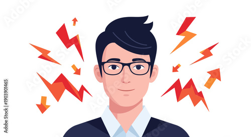 Young Professional Man Dealing with Stress and High Pressure Concept