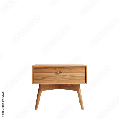 Wooden Nightstand With a Single Drawer and Slender Legs for Bedroom Use