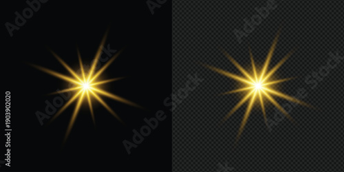 Golden Sharp Star Light Rays