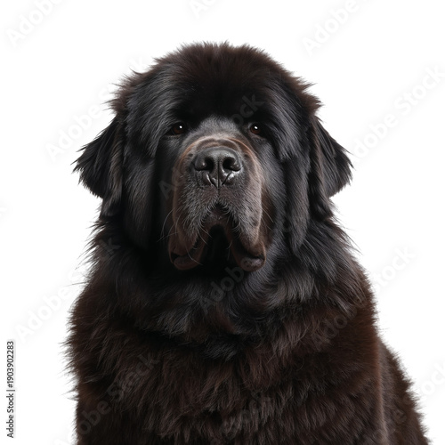 Large Black Dog With Thick Fur Looking at the Camera Indoors
