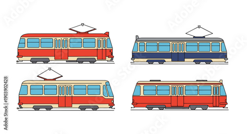 Tram Line art vector digital illustration