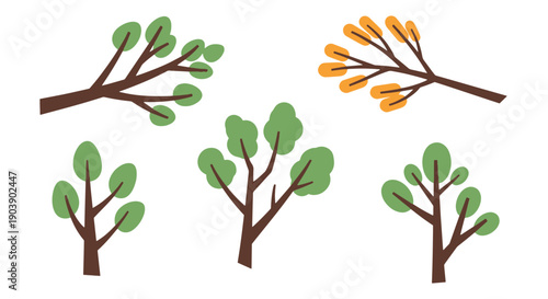 Tree Branch Line art color filled abstract design