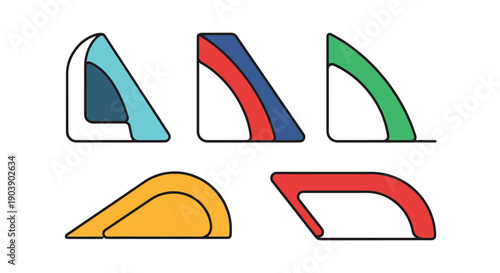 Wedges Line art colorful digital illustration