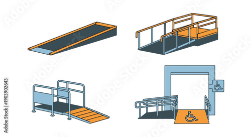 Wheelchair Ramp Line filed color trendy design