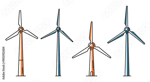 Wind Turbine Line art high quality