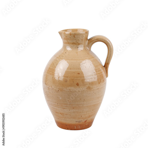 Clay Jug Displayed on a Plain Surface in Natural Light Capturing Its Shape an...