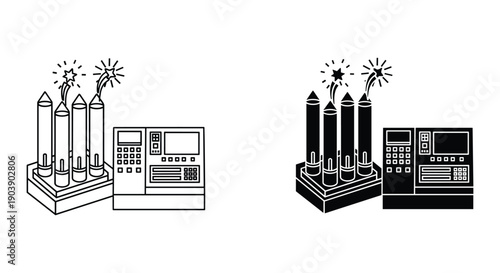 Vintage radio receivers with glowing tubes isolated on white background retro technology concept