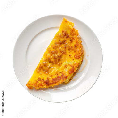 Cooking a Simple Potato Omelet Served on a White Plate in a Kitchen Setting D...