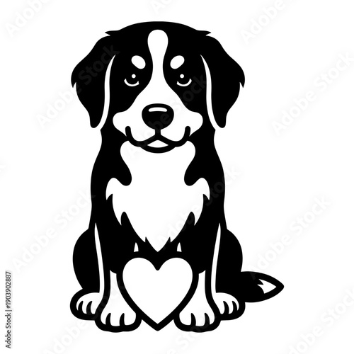 Bernese Mountain Dog with Heart