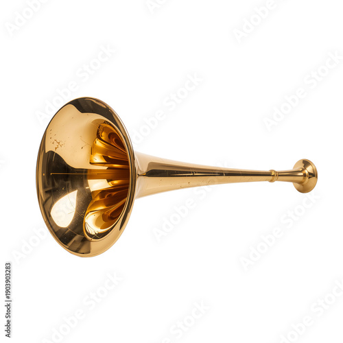 Golden Trumpet on a Plain Background Showcases the Musical Instrument Used in...