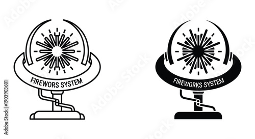 3D fireworks system launcher icon set with adjustable angles and professional pyrotechnic design for events