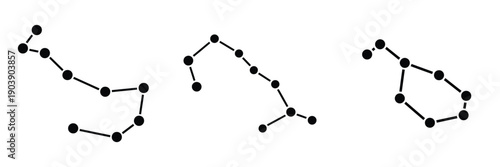 Cancer Zodiac Sign Constellation Vector Set - Minimalist Astrology & Celestial Stars Icons for Horoscope Design