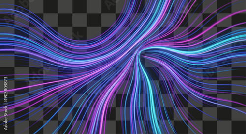 Neon Lines Flowing Graphic Tunnel Effect Swirling Dynamic Blue Purple Magenta Dark Space