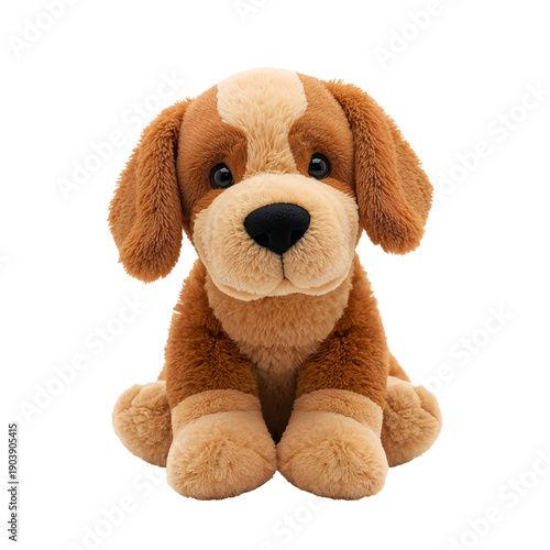 Soft Toy Dog Sitting on a Flat Surface During Daytime in a Room