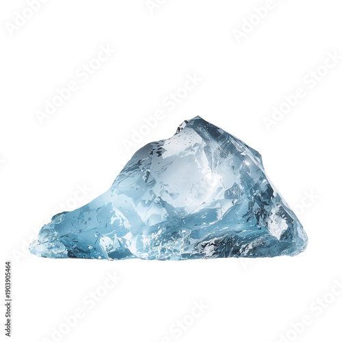 Ice Rock With Blue Tint Placed on Plain Background for Display in the Studio