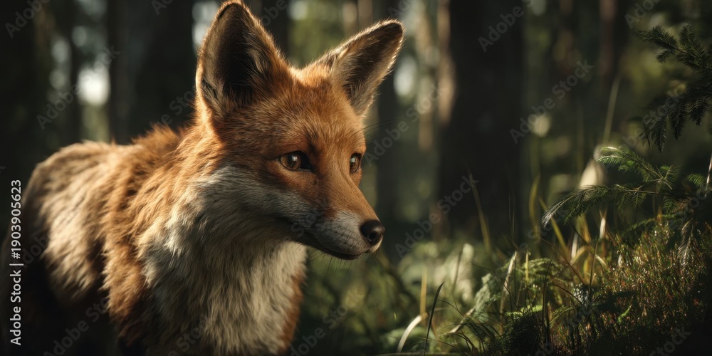 Fototapeta premium Vulpes vulpes Fox in Forest Scene