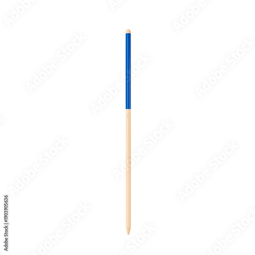 Wooden Stick With Blue Painted Tip Placed on a White Background