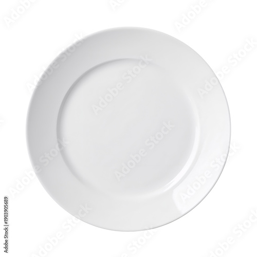Round White Plate Shown From Above on a Plain Background in a Kitchen Setting