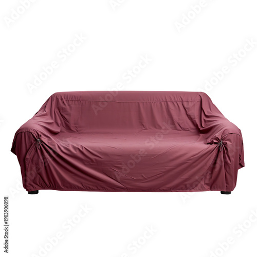 Sofa Covered With a Maroon Cover Placed in an Indoor Space