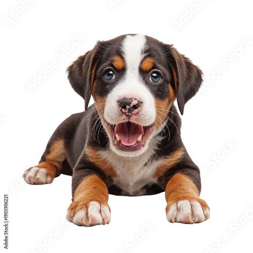Cute Puppy Playing on the Floor With a Happy Expression Near Bright Light