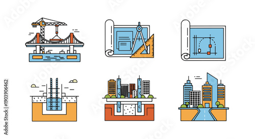 Civil Engineering color filled abstract design