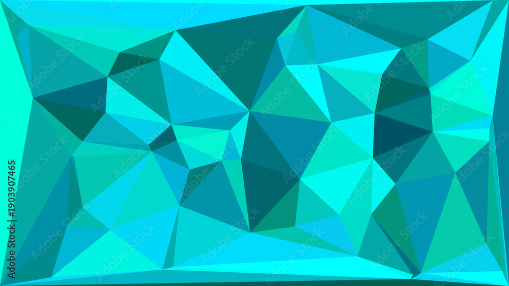 Obraz premium Vibrant teal geometric pattern with dynamic triangles