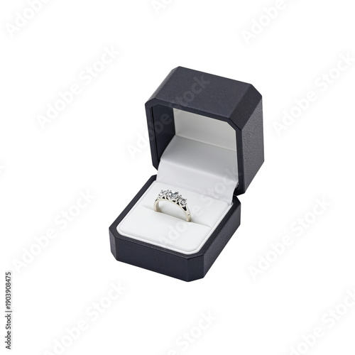 Engagement Ring Inside a Black Box on a White Background at a Jewelry Store