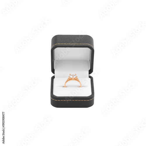 Engagement Ring Inside a Black Box on a White Background at a Jewelry Store