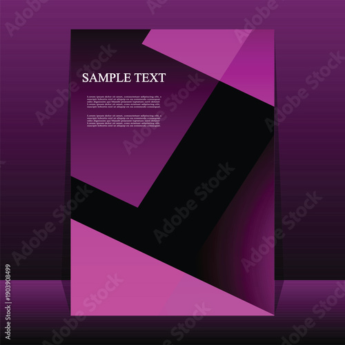 Abstract Purple and Black Geometric Poster–Modern Angular Layout with Sample Text. deal for promotional materials, event announcements, advertisements, presentations and contemporary branding projects