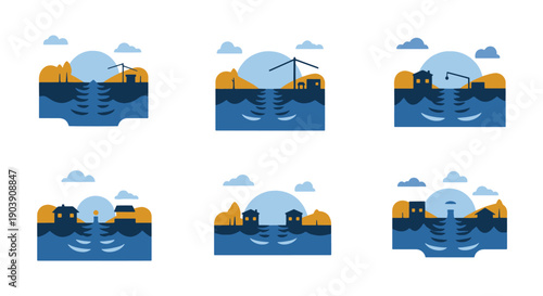 Flood Line art color outline design