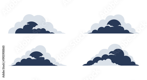 Foggy Clouds Line art color illustration