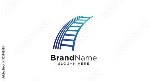 Blue Staircase Logo Template Design Element.
