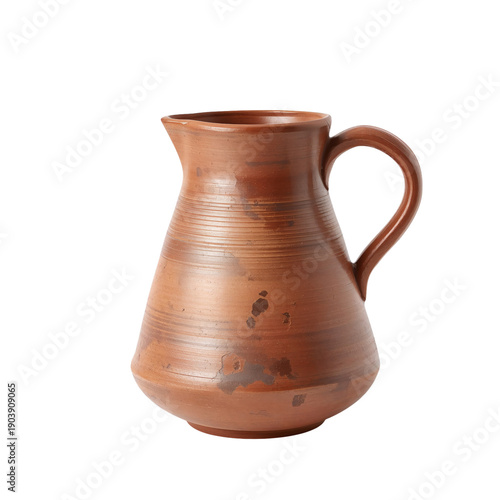 Clay Pot With Two Handles Made by Hand in a Traditional Style