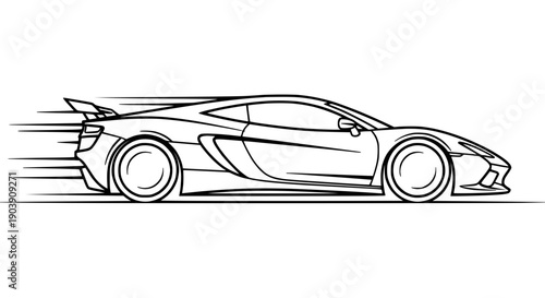 Sleek Sports Car Silhouette in Motion - Dynamic Automotive Outline