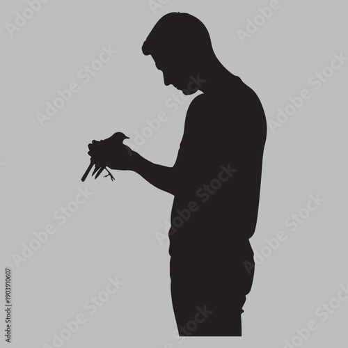 Care for Injured Bird silhouette vector design art and illustration