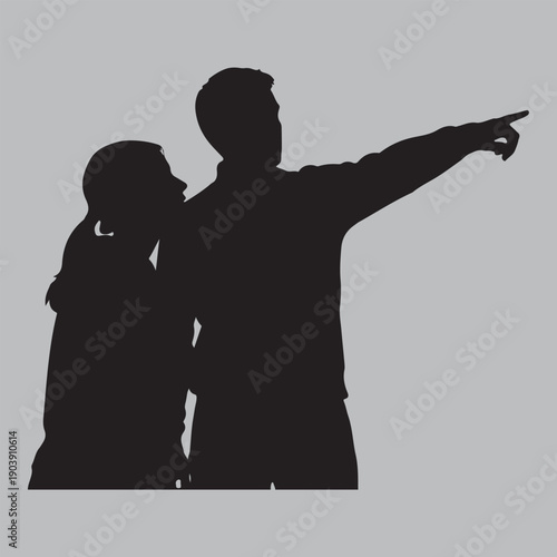 Guiding a Street Child silhouette vector design art and illustration