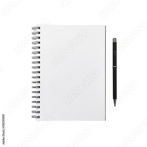 Blank Notebook With a Red Pencil Placed Beside It on a White Background