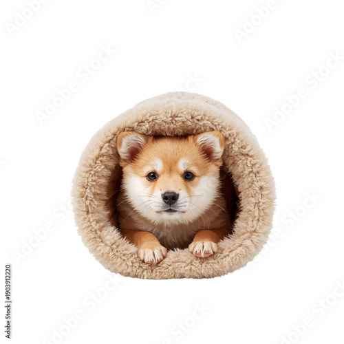 Dog Inside a Soft and Warm Pet House Resting in a Cozy Spot