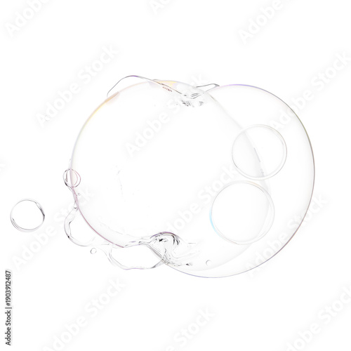 Bubbles Float in the Air During a Sunny Day in a Backyard Garden With Green G...