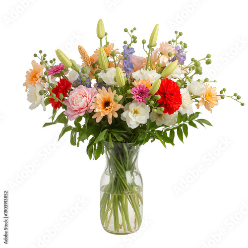 Wallpaper Mural Colorful Bouquet of Flowers in Glass Vase on a Plain Background Torontodigital.ca