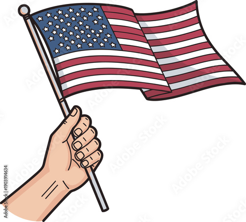 American labor day celebration with patriotic flag waving