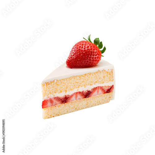 Delicious Slice of Cake With Fresh Strawberries on Top at a Dessert Gathering