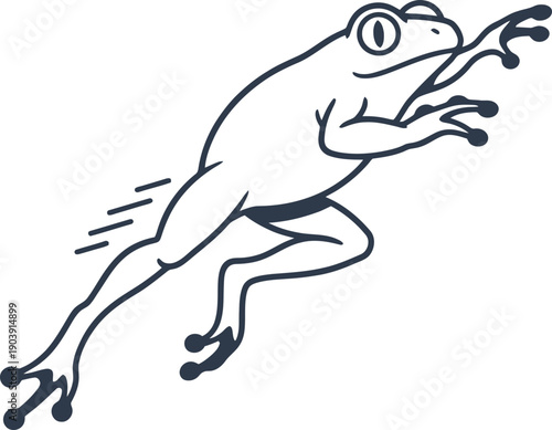 Running frog animal creature vector icon in outline style for nature concept, animal and wildlife design